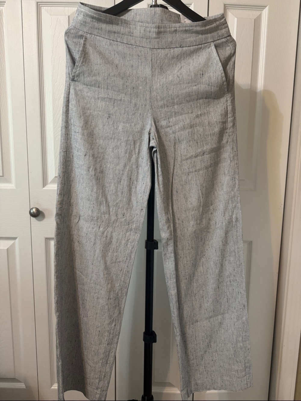 Chico's Light Blue Wide Leg Linen Blend Pull On Pants